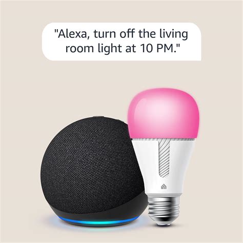 Echo Dot 5th Gen In Charcoal Bundle With TP Link Kasa Smart Color Bulb