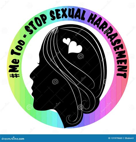 Metoo Banner With Black Woman Face Profile Silhouette Rainbow Circle