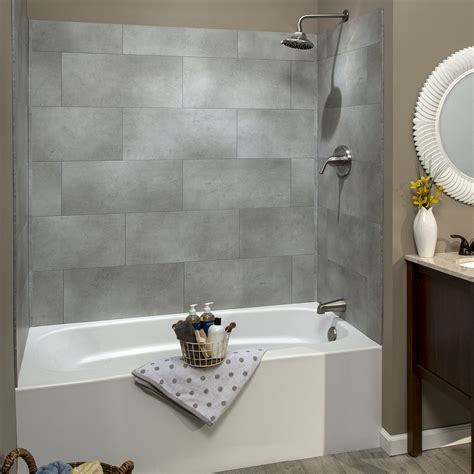 Palisade In X In Vinyl Wall Tile Shower Kit In Frost Nickel