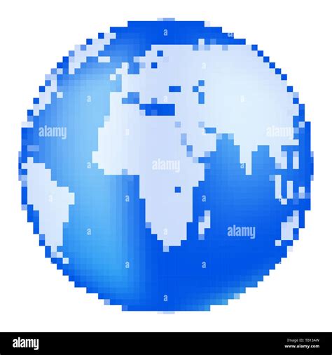 Pixel Art Design Of Earth Vector Illustration Blue Planet Earth In