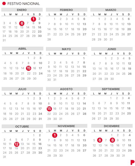 Calendario Laboral Espa A Con Todos Los Festivos Images And