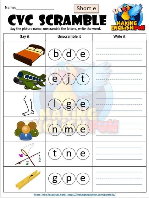 Cvc Scramble 10 Cvc And Short Vowel Worksheets Making English Fun