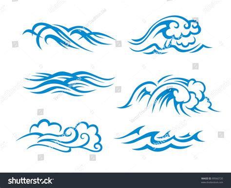 Sea Ocean Surf Waves Set Design Stock Vector Royalty Free 99560720