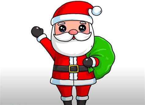 How To Draw Santa Clause Step by Step | Cute kawaii drawings, Kawaii ...