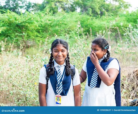 PUTTAPARTHI, INDIA - NOVEMBER 29, 2018: Two Indian Girls in School ...