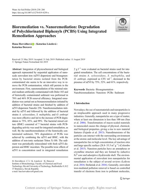 Bioremediation Vs Nanoremediation Degradation Of Polychlorinated Biphenyls Pcbs Using