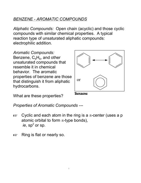 BENZENE AROMATIC COMPOUNDS Aliphatic Compounds Open