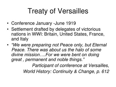 Ppt Treaty Of Versailles A Peace Of Struggle And Consequences