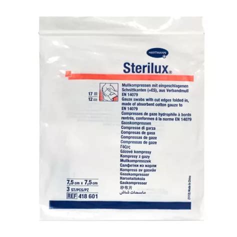 Sterilux kompresy jałowe z gazy 17 nitkowe 12 warstwowe 7 5 cm x 7