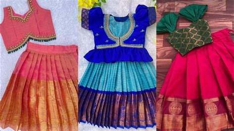 Latest Pattu Pavadai Designs For Girls Pattu Langa Blouse Designs Peplum Pattu Sattai