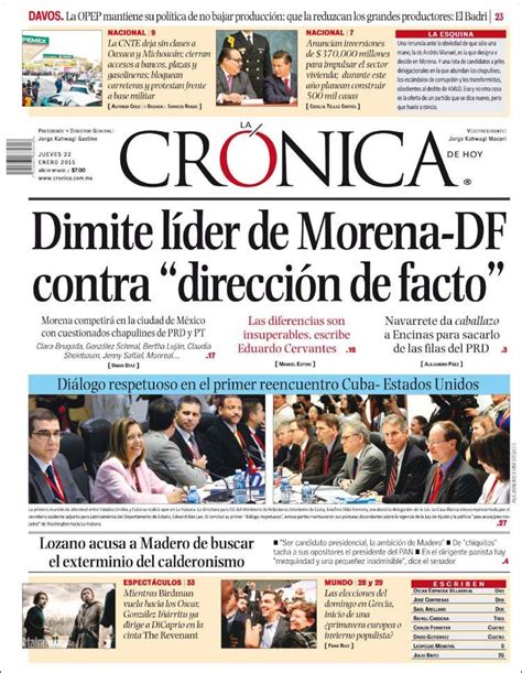 Periódico La Crónica De Hoy México Periódicos De México Edición De