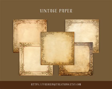 Vintage Border Designs, Vintage Paper, Digital Paper, Instant Downloads ...