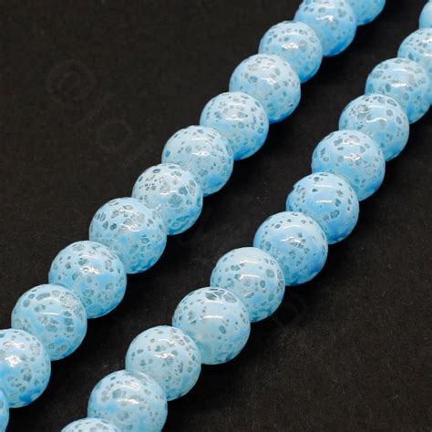 Speckled Glass Beads 6mm Round Light Bluewhite