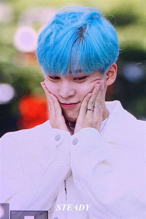 Ateez Yunho ♡ Kpop Record Label Blue Hair