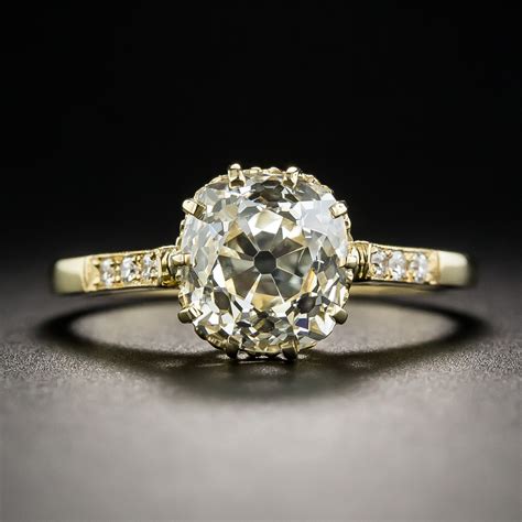 2 53 Carat Antique Cushion Cut Diamond Engagement Ring Gia L Vs1