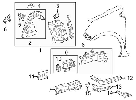 Toyota Prius C Fender Extension Panel Bracket Front 5371452110