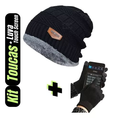 Kit Touca Goro Forrado Inverno Frio Lã Luva Touch Screen MercadoLivre