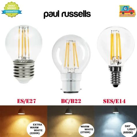 Led Filament 25w 40w Clear Golf Ball Light Mini Globe Bulb Bc B22 Es E27 Ses E14 £1139