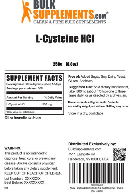 L-Cysteine HCL Powder | BulkSupplements.com