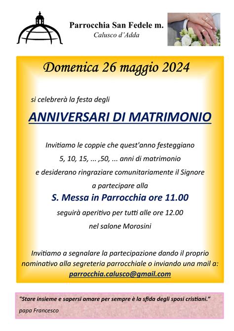 Festa Degli Anniversari Di Matrimonio Parrocchia San Fedele Martire