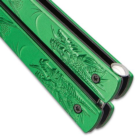 Green Dragon Butterfly Knife Stainless Steel Blade
