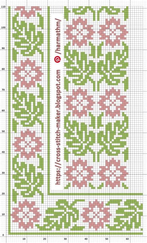 Pink And Green Flower Cross Stitch Patterns