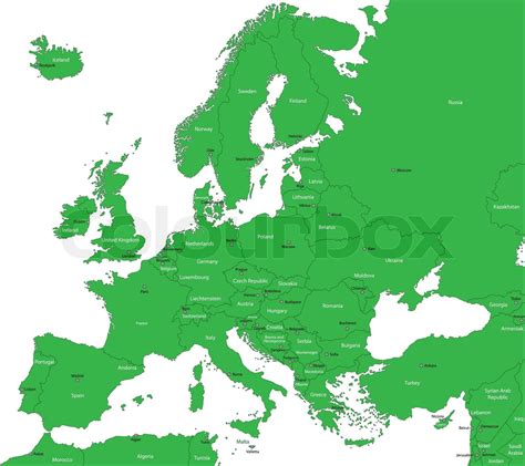 Green Europe Map Stock Vector Colourbox