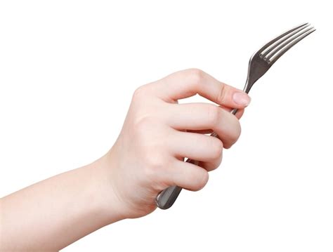 Premium Photo Female Hand With Fork Isolated On White