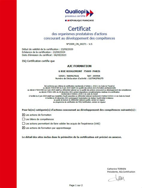 Certificat Qualiopi AJC Formation