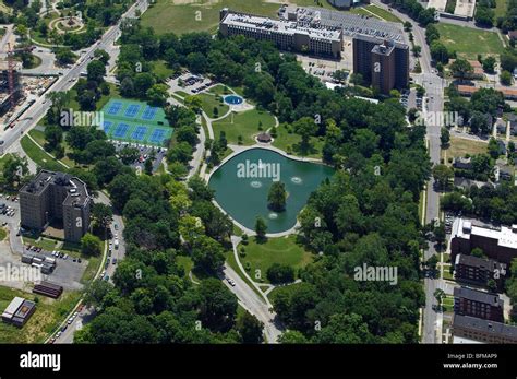 Aerial View Above Rockefeller Park Cleveland Ohio Forest City Tennis