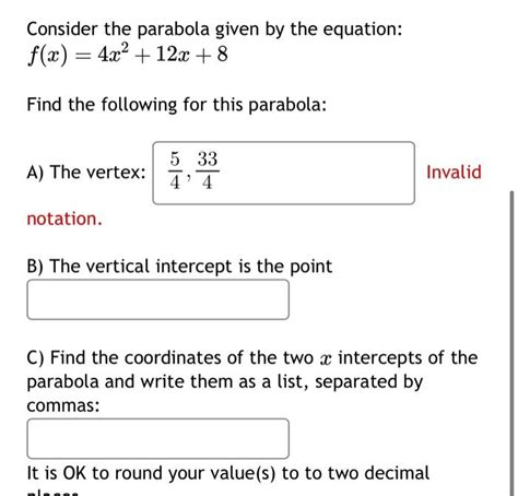 Solved Consider The Parabola Given By The Equation Chegg