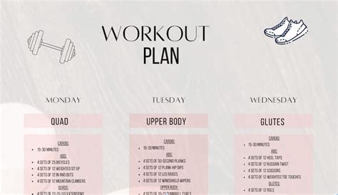 Weekly 6 Day Workout Plan - Etsy