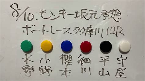 8 10 モンキー坂元予想！ボートレース多摩川 12r 優勝戦 Youtube