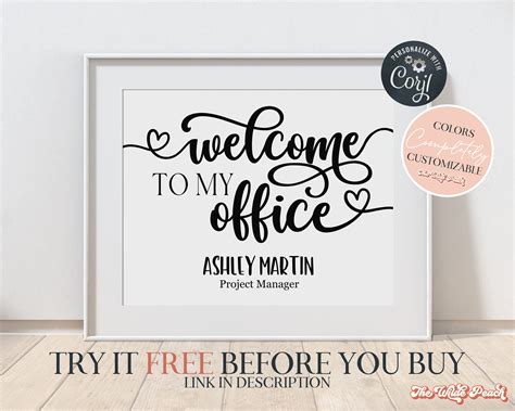 Welcome To My Office Printable Feminine Office Wall Decor For Etsy