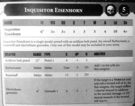 Inquisitor Eisenhorn 40k Rules Spotted