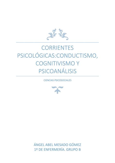 Corrientes Psicol Gicas Conductismo Cognitivismo Y Psicoan Lisis