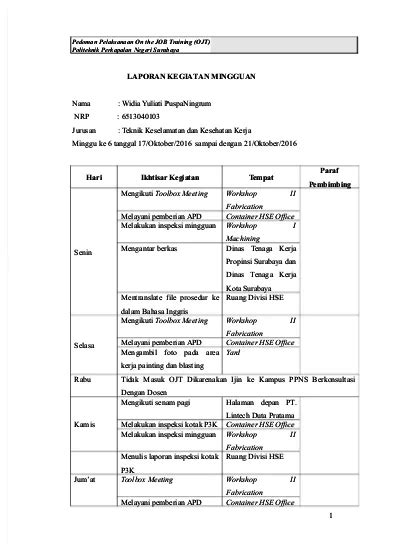 Detail Contoh Laporan Pekerjaan Koleksi Nomer