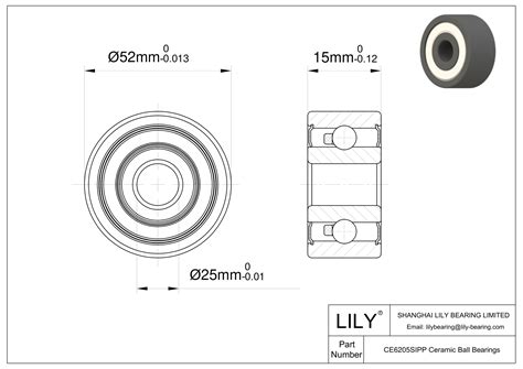 CESI 6205 2RS Metric Size Silicon Nitride Ceramic Bearings LILY Bearing