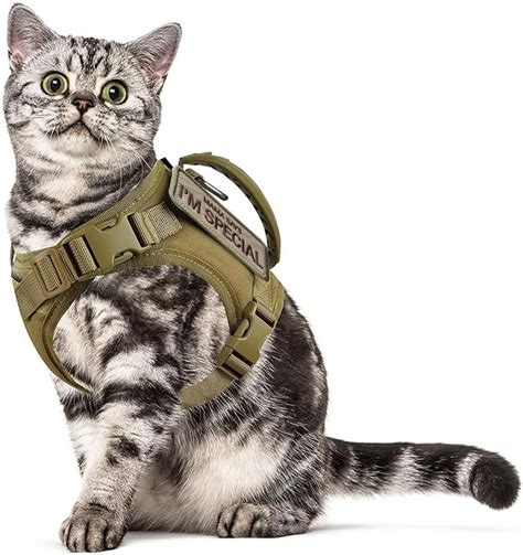 Tactical Cat Harness For Walking Escape Proof Adjustable Pet Military