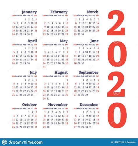 Calendario A Os Modelo Del Dise O Del Vector Calendario Cuadrado