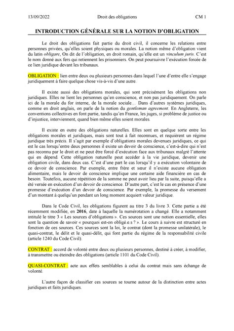 Introduction G N Rale Sur La Notion Dobligation Droit Des