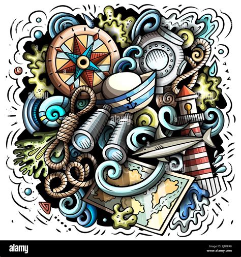 Nautical Cartoon Vector Illustration Stock Vector Image Art Alamy