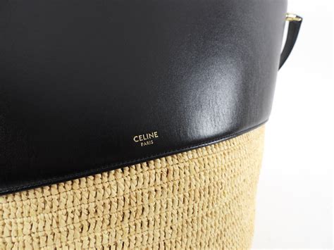Celine Raffia And Black Leather Basket Bag With Strap I Miss You Vintage