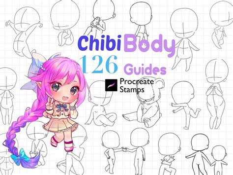 126 Procreate Chibi Body Guides Stamp Procreate Chibi Character Maker