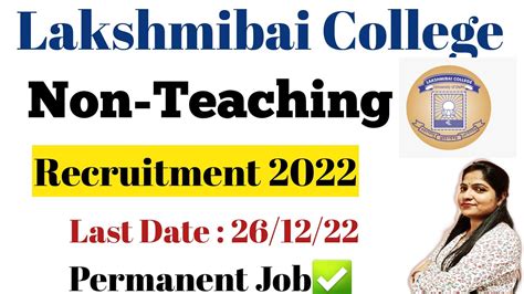 Lakshmibai College Delhi University Non Teaching Recruitment 2022 Non