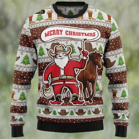 Cowboy Santa Claus Ugly Christmas Sweater Sweatshirt Hoodie Sweater