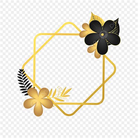 Golden Frame Leaves Vector Hd PNG Images Black And Gold Flower Golden