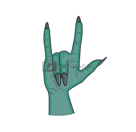 Zombie Hand Horns Satan Sign Finger Up Gesture Halloween Vector