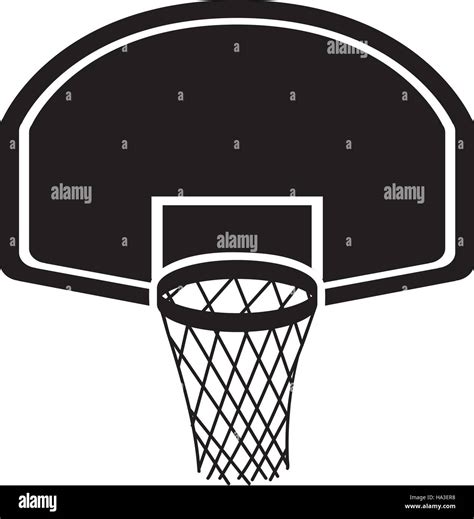 Silhouette Monochrome With Rounded Basketball Hoop Vector Illustration