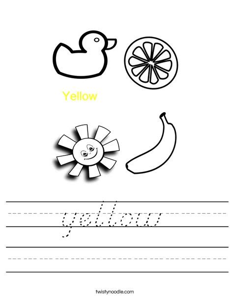 Yellow Worksheet Dnealian Twisty Noodle